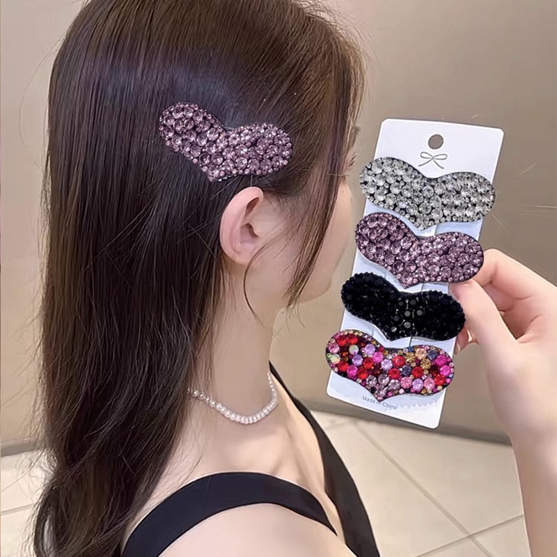 Influencer Love Rhinestone กิ๊บติดผมหญิงคลิปด้านข้าง Bangs ผมหัก bb คลิปด้านหลังคลิปหัว High-End Simple หมีผู้ใหญ่สาว Headdress Hairpin