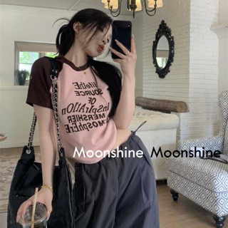 Moon เสื้อครอป เสื้อแฟชั่นผู้หญิง y2k สีพื้น สําหรับผู้หญิง ใส่ไปคลับ ปาร์ตี้ 2023 NEW 23071014