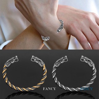 Fancy ใหม่ สร้อยข้อมือกระดูกงู ตํานานโจรสลัด มังกร เปิดสองหัว สไตล์พังก์ เรโทร สําหรับผู้ชาย