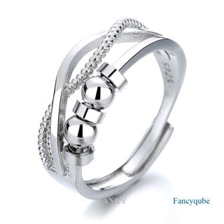 Fancy แหวนเงินสเตอร์ลิง 925 บรรเทาความเครียด สไตล์เรโทร สําหรับผู้หญิง