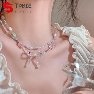 TOBIE เครื่องประดับ สร้อยคอ โลหะผสม จี้คริสตัล ทรงกลม ลายดอกไม้ สไตล์โบฮีเมียน