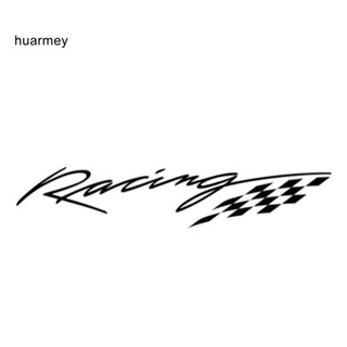 Huarmey สติกเกอร์สะท้อนแสง ลายธงแข่งรถ ตัวอักษร สําหรับตกแต่งรถยนต์ รถจักรยานยนต์