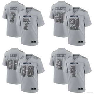 Ani NFL Dallas เสื้อยืดลําลอง แขนสั้น คอกลม สีเทา พลัสไซซ์