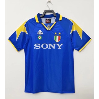 เสื้อกีฬาแขนสั้น ลายทีมชาติฟุตบอล Juventus 95-96 ชุดเยือน สไตล์เรโทร