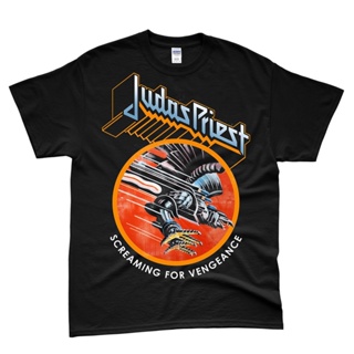 GILDAN [UNISEX] พร้อมส่ง เสื้อยืดผ้าฝ้าย 100% พิมพ์ลาย VINTAGE BAND JUDAS PRIEST SCREAMING VENGANCE