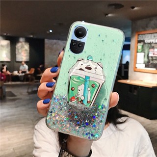 ใหม่ เคสโทรศัพท์มือถือ ซิลิโคนนิ่ม ใส กันกระแทก มีทรายไหล ลายการ์ตูนหมี สําหรับ Oppo Reno10 Reno 10 Pro 10 Pro+ 5G 2023 Reno10Pro