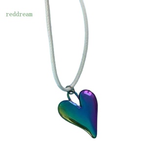 REDD Fashion Colorful Heart Pendant Necklace Adjustable Sweet Cool Choker Neck Chain Statement Jewelry Elegant Clavicle