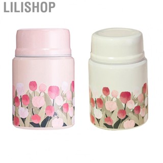 Lilishop Insulated  Jar Flower Pattern 450ML  Stainless Steel Portable Lunch Container for School