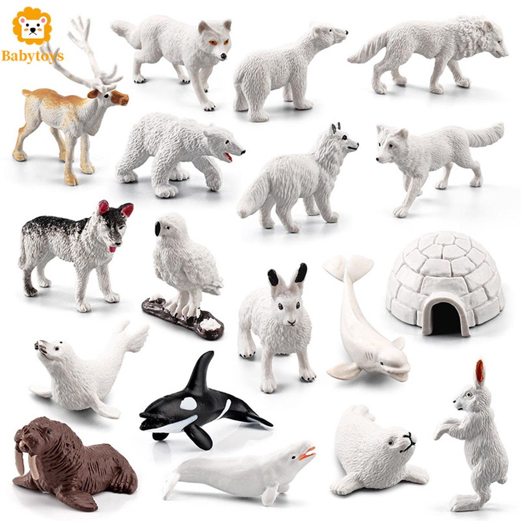YTM Sensory play โมเดลสัตว์ขั้วโลก Arctic&Antractic Animals set /ฟิกเกอร์สัตว์ขั้วโลกจําลอง ขนาดเล็ก 17 ชิ้น สําหรับเด็กอายุ 3 ปีขึ้นไป