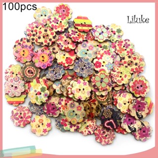 Lk--กระดุมไม้ รูปดอกพลัม สําหรับตกแต่งเสื้อผ้า สมุดภาพ DIY 100 ชิ้น