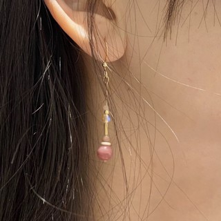 ต่างหู จี้หินธรรมชาติ แฮนด์เมด สีชมพู สไตล์จีน สําหรับเด็กผู้หญิง