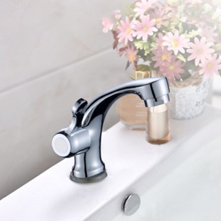 Faucet Basin Single Lever Chrome Silver Square Waterfall Bubbler Design