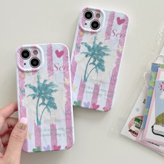 เคสโทรศัพท์มือถือแบบแข็ง ลายต้นมะพร้าว สําหรับ iPhone 11 12 12Pro 12ProMax 13 13Pro 13ProMax 14 14Pro 14ProMax 2-in-1