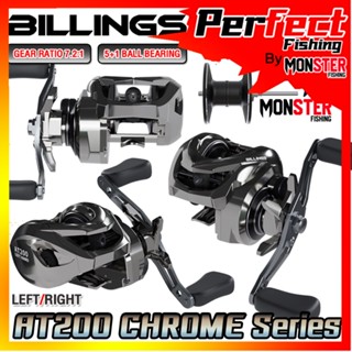 รอกหยดน้ำ รอกตกปลา AT200 CHROME Series By BILLINGS รอบ 7.2:1 (มีทั้งหมุนซ้ายและหมุนขวา)