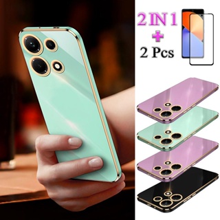 2 IN 1 เคสโทรศัพท์ เคลือบไฟฟ้า พร้อมฟิล์มเซรามิก กันรอยหน้าจอ โค้ง สําหรับ Infinix Note 30 VIP