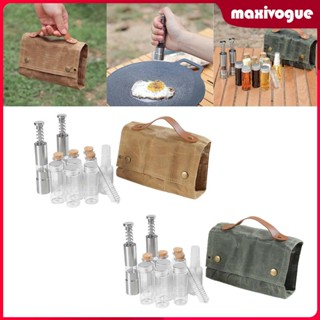 [Maxivogue] ชุดเครื่องเทศ แคมป์ปิ้ง พร้อมกระเป๋าผ้าแคนวาส สําหรับใส่เครื่องปรุง 12 ชิ้น