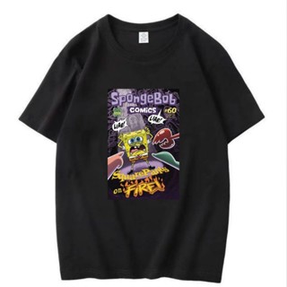 เสื้อยืดสีขาวเสื้อยืด พิมพ์ลายการ์ตูน SPONGEBOB KAOS BAJUS-4XL