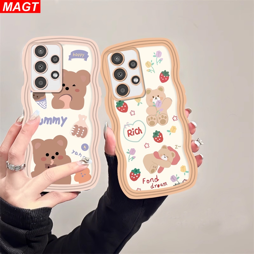 เคสโทรศัพท์มือถือ ลายไอศกรีม หมีเท็ดดี้ สตรอเบอร์รี่ สําหรับ Samsung A24 A14 A04 A04E M23 A13 A03S A53 A73 A33 A02 A50S A30S A23 A22 A21S A12 A02S A11 A51 A10 A30 A52 A52S M12 A71 A53 A32