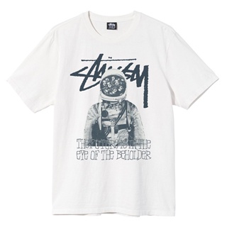 ดีมาก เสื้อคนอ้วน สีขาวผู้หญิง  แขนสั้นพิมพ์ลายนักบินอวกาศนักบินอวกาศ Stussy