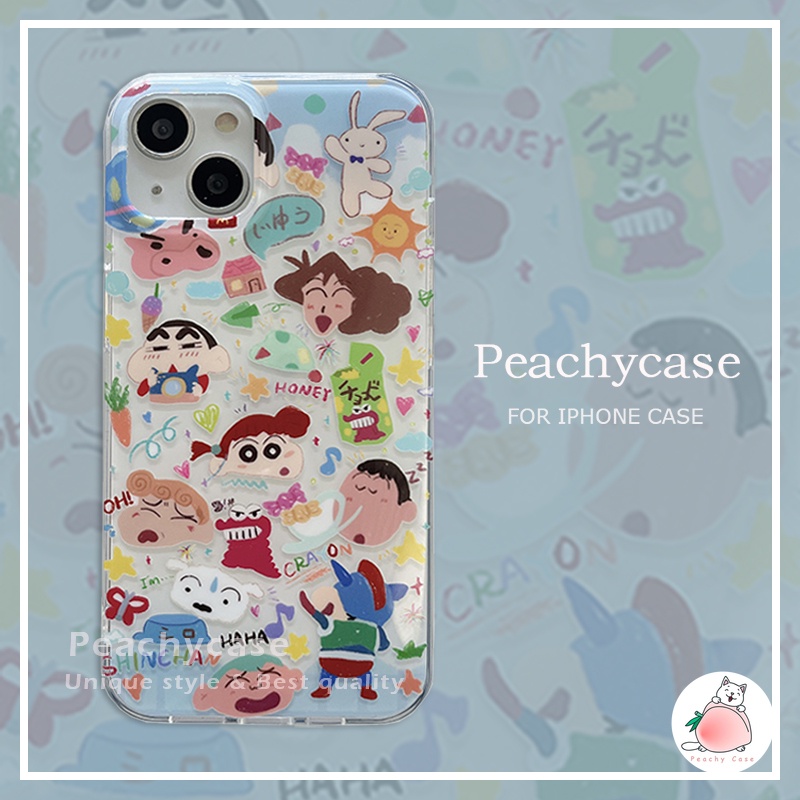 เคสโทรศัพท์มือถือ แบบแข็ง ป้องกันฝุ่น ลายการ์ตูนชินจัง สําหรับ iPhone 15 14 13 12 Pro Max 11