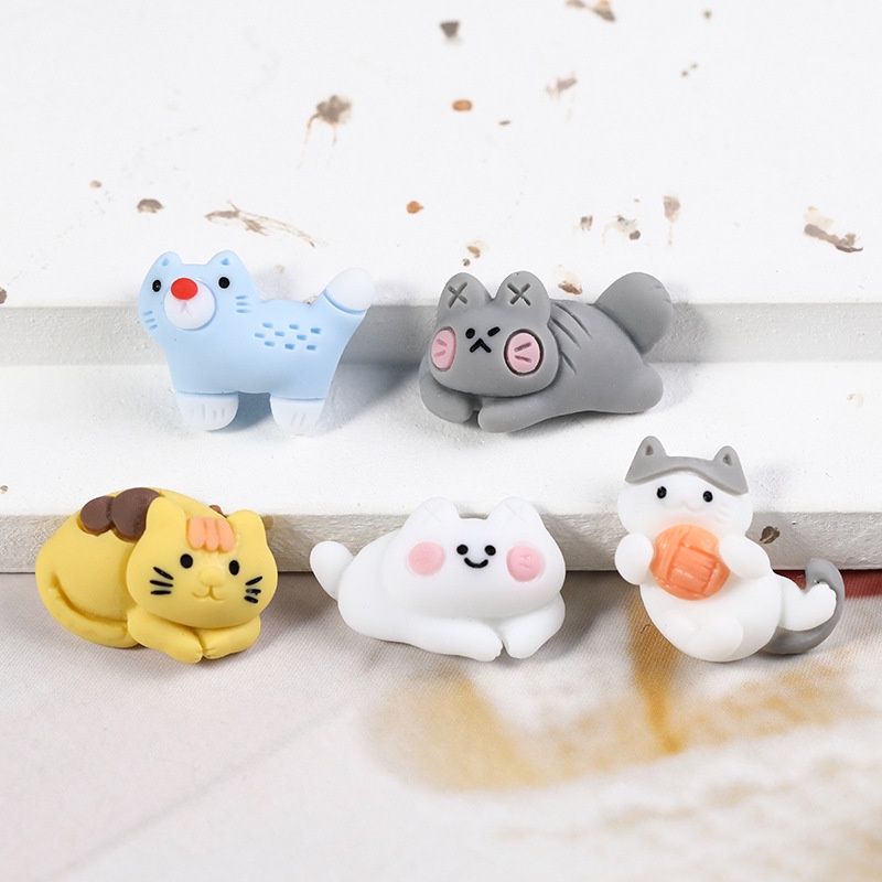 Crocs Jibbitz การ์ตูน Charming Lazy Animal ลูกแมว 2.5D DIY รองเท้าเรซิ่นปุ่ม Charm 1 ชิ้น