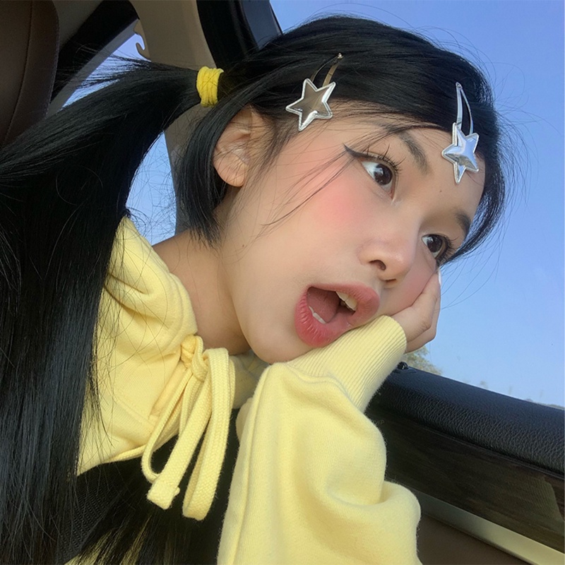 กิ๊บติดผมหน้าม้า รูปดาวห้าแฉก Y2K สีเงิน สไตล์เกาหลี เรียบง่าย น่ารัก แฟชั่น สําหรับผู้หญิง