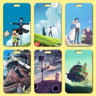 กระเป๋าใส่บัตรเครดิต เครื่องเขียน ลายการ์ตูนอนิเมะ Howls Moving Castle Rfid เหมาะกับพนักงาน สําหรับนักเรียนผู้ชาย และผู้หญิง