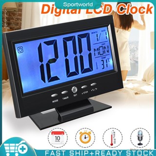 ❀sportworld【In Stock】 Electronic LCD Temperature Humidity Clock Thermometer Hygrometer (Black)