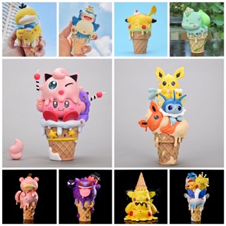 โมเดลฟิกเกอร์ โปเกม่อน Bulbasaur Psyduck Snorlax Pikachu Ice-cream Snorlax ของเล่นสําหรับเด็ก