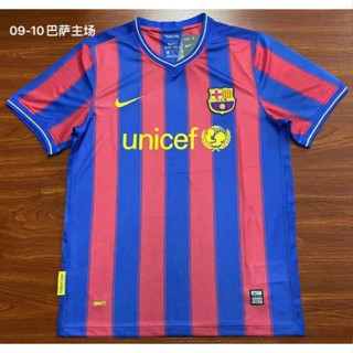 เสื้อกีฬาแขนสั้น ลายทีมชาติฟุตบอล Barcelona 09/10 ชุดเหย้า สไตล์เรโทร