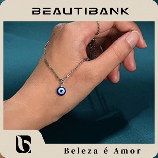 Beautibank สร้อยคอโซ่ จี้ตาชั่วร้าย สีฟ้า ปรับได้ เครื่องประดับ สําหรับผู้หญิง