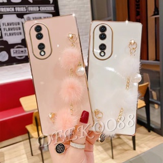 เคสโทรศัพท์มือถือ แบบนิ่ม ประดับมุก และลูกบอลขน สําหรับ Honor 90 Lite X8a Magic5 Pro 5G 4G Honor90Lite Honor90