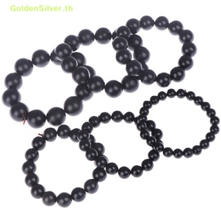 Goldensilver สร้อยข้อมือ ลูกปัดหินเบียนชิธรรมชาติ สีดํา 8 มม.-18 มม. สําหรับผู้ชาย ผู้หญิง TH