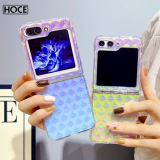 Hoce Zflip5 เคสโทรศัพท์มือถือแบบใส ไล่โทนสี 3D หลากสี สําหรับ Samsung Galaxy Z Flip 4 Zflip5 ZFlip3