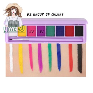 พาเลทสีทาตา 8 สี พร้อมแปรง ละลายน้ําได้ เนื้อครีม เรืองแสง สําหรับแต่งคอสเพลย์