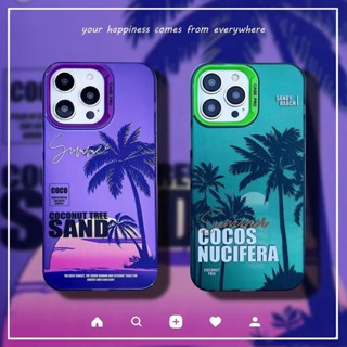 เคท ไอโฟน ต้นมะพร้าว หาดทราย เคส iPhone 14 pro max case iPhone11 iPhone 12 Pro max iPhone13 Pro Max เคสกันกระแทก