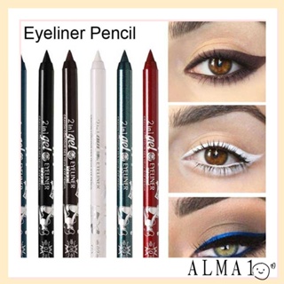 Alma ปากกาอายไลเนอร์เจล, อายไลเนอร์ สีขาว แต่งหน้า ดินสออายไลเนอร์ ที่มีสีสัน, ความงาม แห้งเร็ว เครื่องสําอาง ติดทนนาน กันน้ํา อายไลเนอร์ผู้หญิง