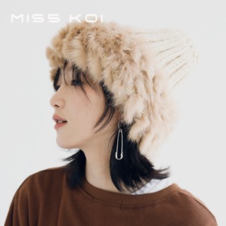 Misskoi [พร้อมส่ง] หมวกผ้าขนสัตว์ถัก ขนแกะนิ่ม หนา ใส่สบาย เข้ากับทุกการแต่งกาย แฟชั่นฤดูใบไม้ร่วง ฤดูหนาว สําหรับผู้หญิง