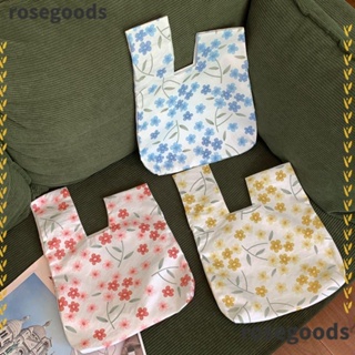 Rosegoods1 กระเป๋าถือ กระเป๋าใส่เหรียญ ผ้าฝ้าย แฮนด์เมด ความจุสูง ลายดอกไม้ สําหรับผู้หญิง