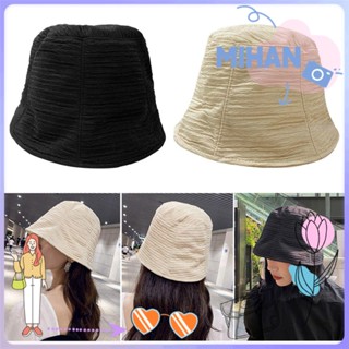 Mh หมวกบัคเก็ตผ้าฝ้ายสีบริสุทธิ์หมวกชายหาด Sunbonnet Fedoras