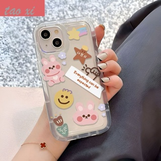 เคสโทรศัพท์มือถือแบบนิ่ม ใส กันกระแทก ลายกระต่าย ดาว สําหรับ Iphone 14 13promax 12 11 xr 7 8P R5OA