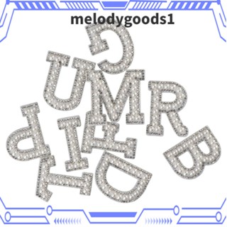 MELODYGOODS1 แผ่นแพทช์ตัวอักษร ประดับไข่มุกจําลอง สีขาว สําหรับตกแต่งกระเป๋าเป้สะพายหลัง