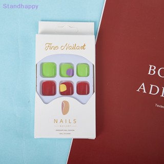 Standhappy เล็บปลอมอะคริลิค สีพื้น สําหรับตกแต่งเล็บ 24 ชิ้น ต่อกล่อง