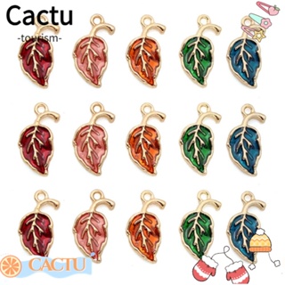 Cactu ใบไม้เคลือบ โลหะผสม ชุบทอง 5 สี 20*10 มม. 50 ชิ้น