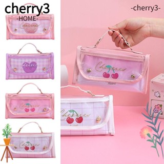 Cherry3 กระเป๋าเครื่องเขียน กระเป๋าปากกา แบบใส สองชั้น สร้างสรรค์ ขนาดเล็ก สําหรับนักเรียน