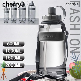 Cherry3 ขวดน้ําพลาสติก พร้อมหลอดดูด ความจุขนาดใหญ่ 2 ลิตร 1.5 ลิตร 1 ลิตร 0.6 ลิตร สําหรับผู้ชาย และผู้หญิง เหมาะกับการเล่นกีฬา ฟิตเนส