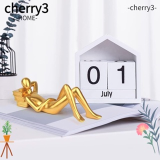 Cherry3 ฟิกเกอร์เรซิ่น รูปปั้นอ่านหนังสือ สีทอง สําหรับตกแต่งบ้าน ห้องนั่งเล่น