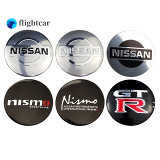 Flightcar สติกเกอร์ตราสัญลักษณ์ Nissan Nismo GTR X-Trail Qashqai tiida Altima sentra 56 มม. สําหรับติดตกแต่งล้อรถยนต์ 4 ชิ้น