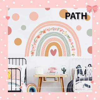 PATH สติกเกอร์ติดผนัง ลายจุด สีรุ้ง สําหรับตกแต่งห้องนอนเด็ก