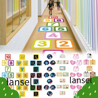 LANSEL สติกเกอร์ติดผนัง ลายการ์ตูนเกม Hopscotch กันน้ํา สําหรับตกแต่งบ้าน